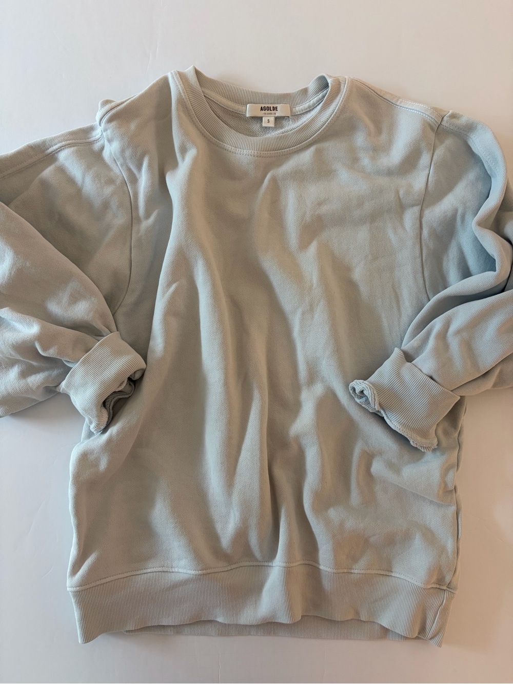 Agolde Women’s 3/4 Pullover Sweatshirt Size S Cotton Blueish Gray Casual Layer
